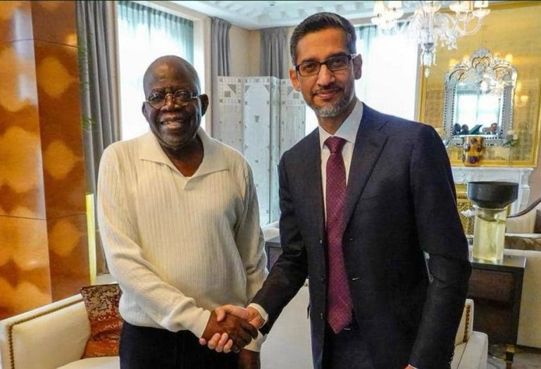 Tinubu Commends Goggle CEO Sundar Pichai For Advancing Al And Digital Transformation ln Nigeria.